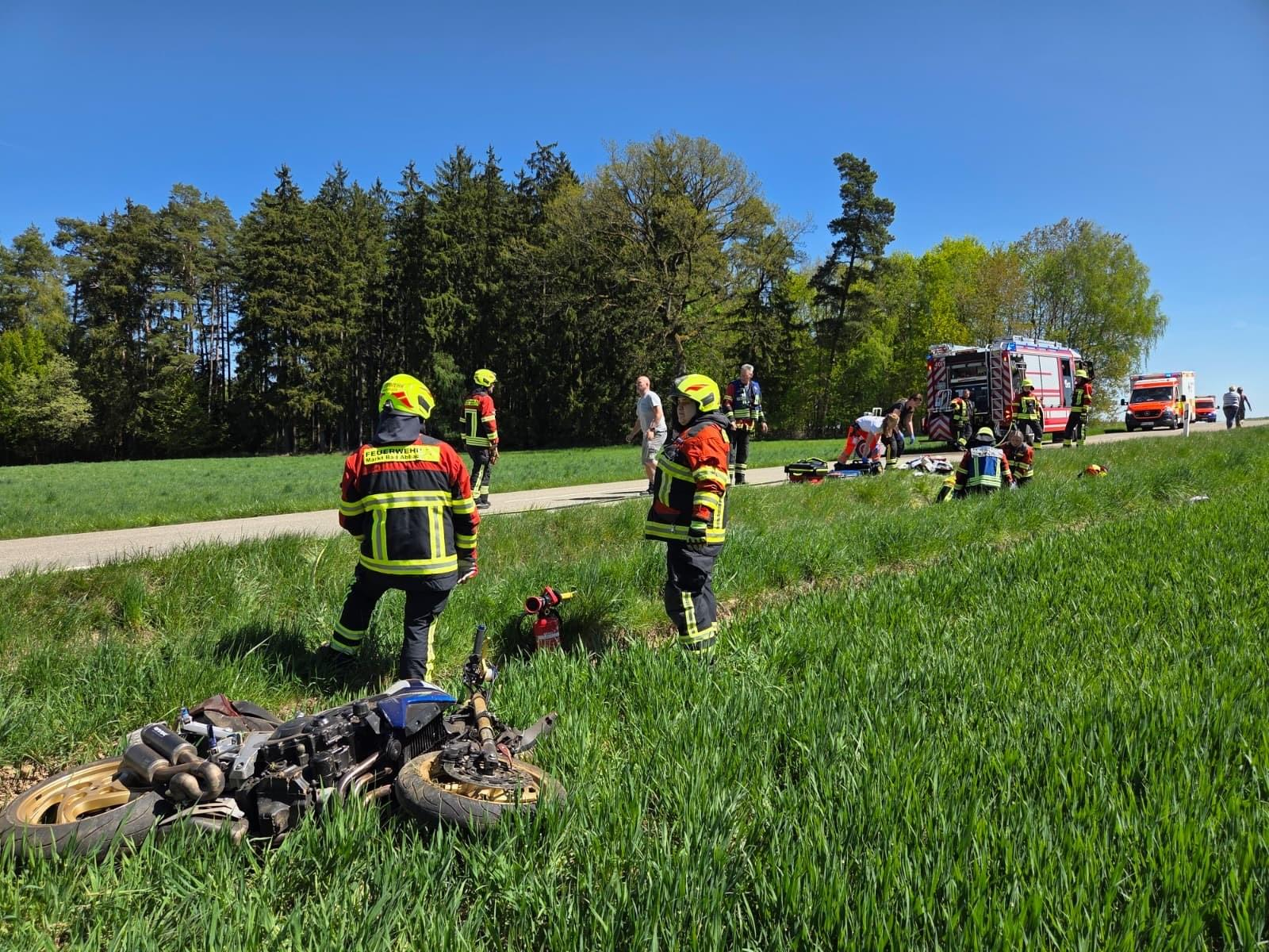 Einsatzfoto Verkehrsunfall mit Motorrad